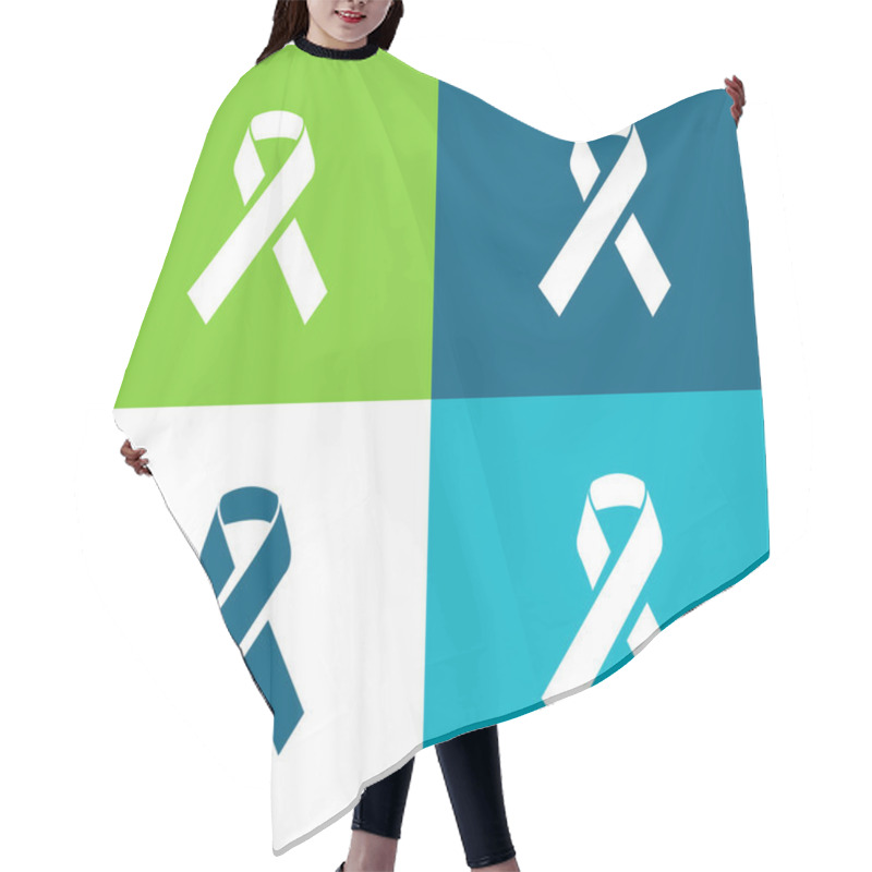 Personality  Awareness Ribbon Flat four color minimal icon set hair cutting cape