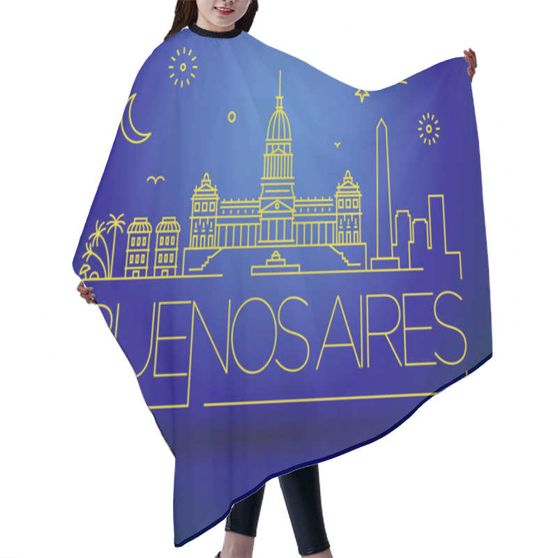 Personality  Buenos Aires City Skyline with Typographic Design hair cutting cape