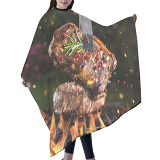 Personality  Beef Steak On Grill Hair Cutting Cape