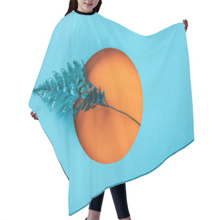 Personality  Blue Fern Leaf In Orange Round Hole On Blue Paper  Hair Cutting Cape
