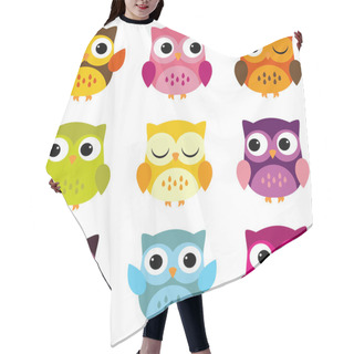 Personality  Cute Vector Collection Of Bright Owls Hair Cutting Cape