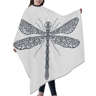 Personality  Dragonfly Insect On Grey Hair Cutting Cape
