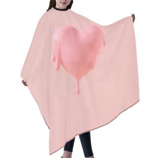 Personality  Heart Shaped Balloon With Flowing Pink Paint On Pastel Background. Creative Valentine Day Concept  Hair Cutting Cape
