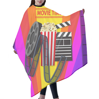 Personality  Movie Time Vector Illustration. Cinema Poster Concept. Hair Cutting Cape