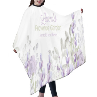 Personality  Lavender Card Vector Watercolor. Provence Flowers Banner Backgrounds Hair Cutting Cape