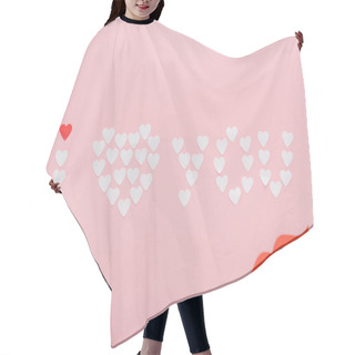 Personality  Top View Of 'i Love You' Lettering Made Of Paper Hearts Isolated On Pink, St Valentines Day Concept Hair Cutting Cape