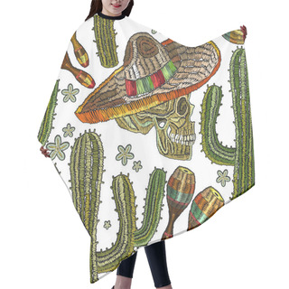 Personality  Embroidery Mexican Culture Seamless Pattern Art. Classical Ethni Hair Cutting Cape