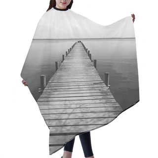 Personality  Wooden Pier At Silence Lake, Monochrome Shoot Hair Cutting Cape