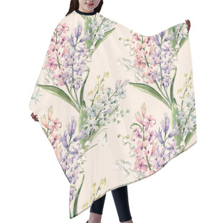 Personality  Watercolor Hyacinth Pattern Hair Cutting Cape