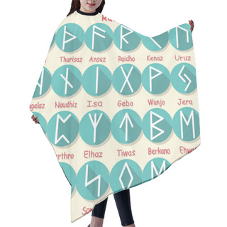 Personality  Set Of Elder Futhark (Old Norse/Scandinavian Runes) In Trend Flat Style . 24 Germanic Letters. Vector Illustration. Hair Cutting Cape