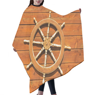 Personality  The Old Wooden Steering Wheel On Wall In Sunlight Hair Cutting Cape