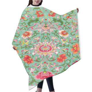 Personality  Beautiful Floral Design. Oriental Floral Pattern. Hair Cutting Cape