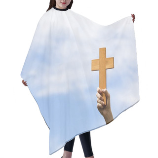 Personality  Person Holding Up A Cross Hair Cutting Cape