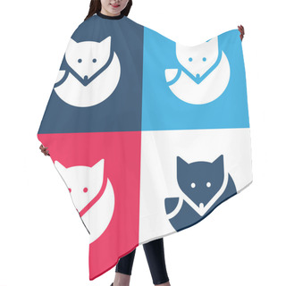 Personality  Arctic Fox Blue And Red Four Color Minimal Icon Set Hair Cutting Cape