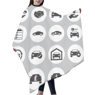 Personality  Car Sale And Rental Car Icons Set Hair Cutting Cape