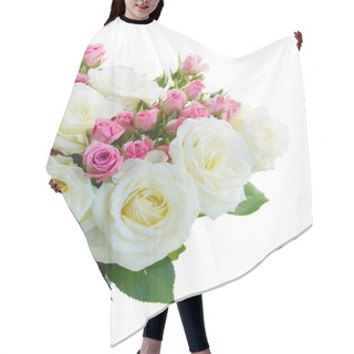 Personality  Pink And White Blooming Roses Hair Cutting Cape