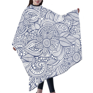 Personality  Sketchy Doodles Decorative Floral Ornamental Seamless Pattern Hair Cutting Cape