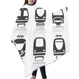 Personality  Set Of Transport Icons - Train And Tram Hair Cutting Cape