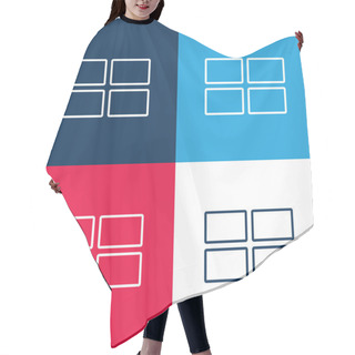 Personality  4 Rectangles Blue And Red Four Color Minimal Icon Set Hair Cutting Cape