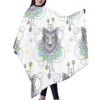 Personality  Abstract Wolf Watercolor Seamless Pattern Hair Cutting Cape