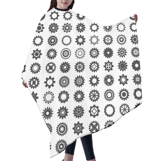 Personality  Collection Of Gear Wheels Isolated On White Background Hair Cutting Cape