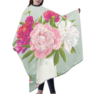 Personality  Pink, Red And White Peony Bouquet Hair Cutting Cape