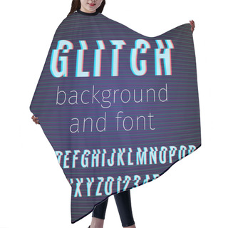 Personality  Vector Glitch Background And Font. Letters And Numbers With Distortion Effect. Hair Cutting Cape