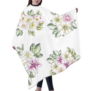 Personality  Vintage Style Flowers With Leaves Pattern Hair Cutting Cape