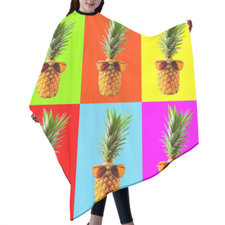 Personality  Retro Design Tropical Style Concept.Pattern With Hipster Pineapp Hair Cutting Cape