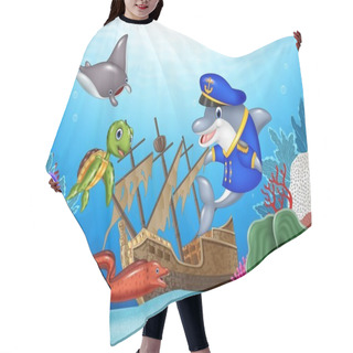 Personality  Sea Animals With Shipwreck On The Ocean Hair Cutting Cape