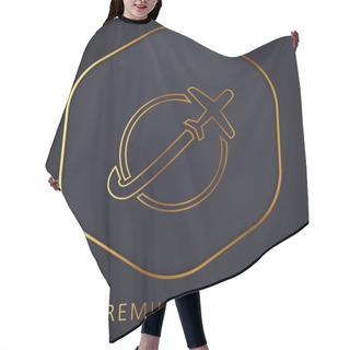 Personality  Airplane Travelling Around Earth Golden Line Premium Logo Or Icon Hair Cutting Cape