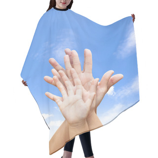 Personality  Family United Hands With Blue Sky And Cloud Hair Cutting Cape