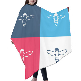 Personality  Bee With Sting Outline Blue And Red Four Color Minimal Icon Set Hair Cutting Cape