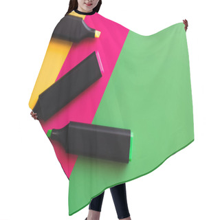 Personality  Top View Of Colorful Marker Pens On Multicolored Background  Hair Cutting Cape
