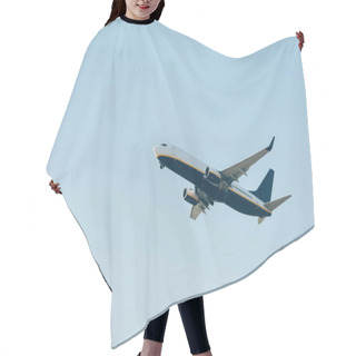 Personality  Low Angle View Of Airplane Departure In Clear Sky Hair Cutting Cape
