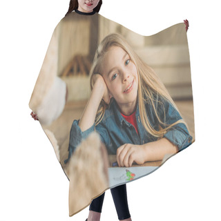Personality  Girl With Toy And Pencils Hair Cutting Cape