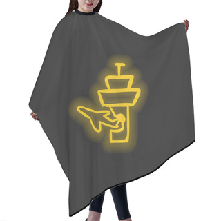 Personality  Airplane And Airport Tower Outlines Yellow Glowing Neon Icon Hair Cutting Cape