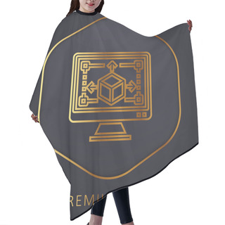 Personality  3d Modeling Golden Line Premium Logo Or Icon Hair Cutting Cape