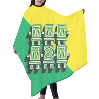 Personality  Booking Green And Yellow Modern 3d Vector Icon Logo Hair Cutting Cape