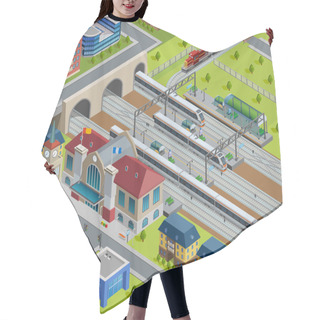Personality  Train Railway Station Isometric Poster  Hair Cutting Cape