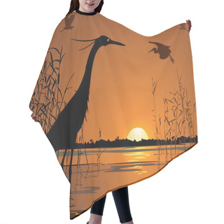 Personality  Birds In Sunset Swamp Illustration Hair Cutting Cape
