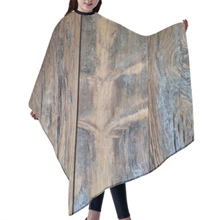 Personality  Close-up Of Textured Wooden Surface With Visible Grain, Warm Tones And Weathered Charm, Ideal For Rustic Design Themes Hair Cutting Cape