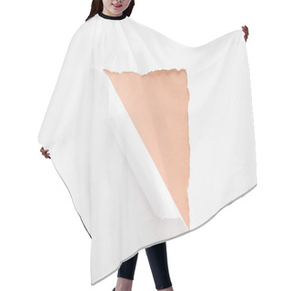 Personality  White Torn And Rolled Paper On Beige Background Hair Cutting Cape