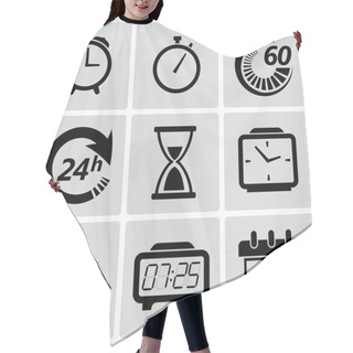 Personality  Clock And Time Icons. Vector Illustration Hair Cutting Cape