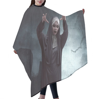 Personality  Scary Asian Nun Standing In Cemetery Hair Cutting Cape
