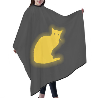 Personality  Black Cat Yellow Glowing Neon Icon Hair Cutting Cape