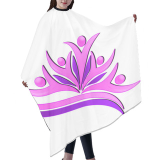Personality  Pink Flower Teamwork People Icon Design. Union Concept Logo Hair Cutting Cape
