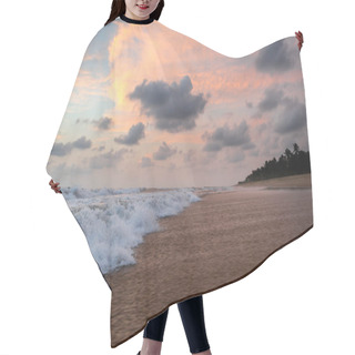 Personality  Sunset Over Tropical Beach Hair Cutting Cape