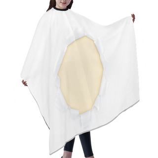 Personality  Torn Hole In White Textured Paper On Ivory Background  Hair Cutting Cape