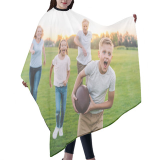 Personality  Family Playing American Football Hair Cutting Cape